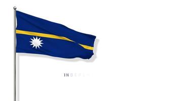 Nauru Flag Waving in The Wind 3D Rendering, Happy Independence Day, National Day, Chroma key Green Screen, Luma Matte Selection of Flag video