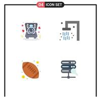 4 iconos planos universales signos símbolos de corazón fútbol boda viajes web elementos de diseño vectorial editables vector