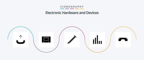 paquete de iconos de glifo 5 de dispositivos que incluye teléfono. colgar. instrumento. rechazar. teléfono vector