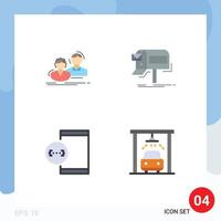 4 Flat Icon concept for Websites Mobile and Apps student mail couple email coding Editable Vector Design Elements