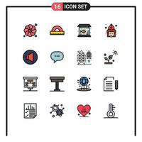 Pictogram Set of 16 Simple Flat Color Filled Lines of speaker hat living firemen fire Editable Creative Vector Design Elements