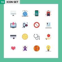 Modern Set of 16 Flat Colors Pictograph of computer party imac event application Editable Pack of Creative Vector Design Elements