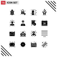 Editable Vector Line Pack of 16 Simple Solid Glyphs of structure difference vacation conversion plant Editable Vector Design Elements