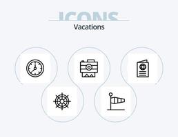 Vacations Line Icon Pack 5 Icon Design. juice glass. fruit juice. tool. wind. flag vector