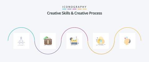 Creative Skills And Creative Process Flat 5 Icon Pack Including alignment. balance. folder. keyboard. computer vector