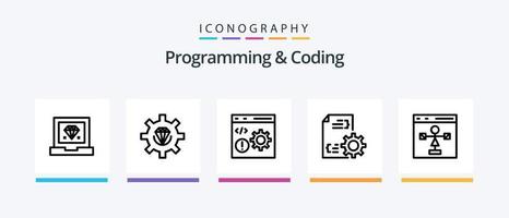 Programming And Coding Line 5 Icon Pack Including develop. cloud. programming. programming. development. Creative Icons Design vector