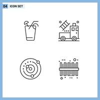 Line Pack of 4 Universal Symbols of juice planetary system spring drawing solar system Editable Vector Design Elements