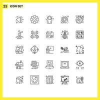 25 Universal Lines Set for Web and Mobile Applications craft space customer planet sun Editable Vector Design Elements