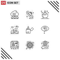 Modern Set of 9 Outlines Pictograph of smoking fire wifi lifecycle city Editable Vector Design Elements