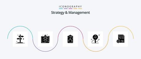 Strategy And Management Glyph 5 Icon Pack Including chart. user. marketing. paper. network vector