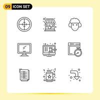 Set of 9 Modern UI Icons Symbols Signs for online imac easter device computer Editable Vector Design Elements