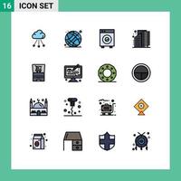 Modern Set of 16 Flat Color Filled Lines Pictograph of infrastructure city automation business machine Editable Creative Vector Design Elements