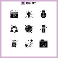 Solid Glyph Pack of 9 Universal Symbols of colorful celebrate solution investment finance Editable Vector Design Elements