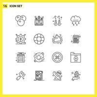 User Interface Pack of 16 Basic Outlines of development thanksgiving earring lightning autumn Editable Vector Design Elements