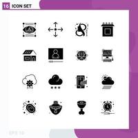 16 Universal Solid Glyphs Set for Web and Mobile Applications construction building eight setup box Editable Vector Design Elements