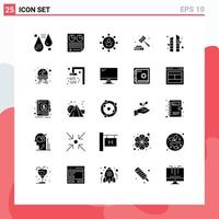 Set of 25 Modern UI Icons Symbols Signs for justice enforcement paper share people Editable Vector Design Elements