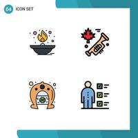 Set of 4 Modern UI Icons Symbols Signs for light festival lamp speaker horseshoe Editable Vector Design Elements