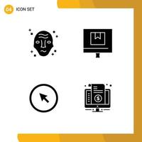 User Interface Pack of 4 Basic Solid Glyphs of alien online space commerce cursor Editable Vector Design Elements