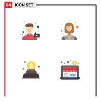 4 Universal Flat Icons Set for Web and Mobile Applications camera charity photo industry money Editable Vector Design Elements