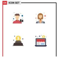 4 Universal Flat Icons Set for Web and Mobile Applications camera charity photo industry money Editable Vector Design Elements