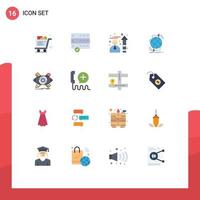 Modern Set of 16 Flat Colors and symbols such as cart performance shopping data connectivity Editable Pack of Creative Vector Design Elements