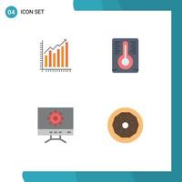 Mobile Interface Flat Icon Set of 4 Pictograms of graph computer diagram trends design Editable Vector Design Elements