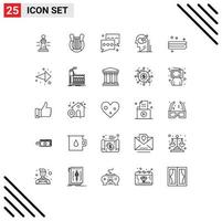 Modern Set of 25 Lines Pictograph of user mind history talk communication Editable Vector Design Elements