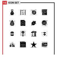 Set of 16 Modern UI Icons Symbols Signs for add pot dollar india brosher Editable Vector Design Elements