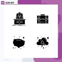 Mobile Interface Solid Glyph Set of 4 Pictograms of game marketing master business suitcase Editable Vector Design Elements