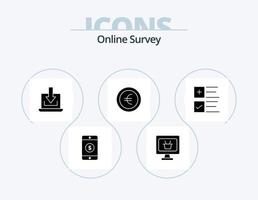 Online Survey Glyph Icon Pack 5 Icon Design. . euro . coin . download vector