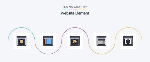 paquete de iconos de 5 planos llenos de línea de elementos del sitio web que incluye el sitio web. sitio. sitio web. diseño. sitio web vector