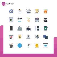 25 User Interface Flat Color Pack of modern Signs and Symbols of bag trophy book reward study Editable Vector Design Elements