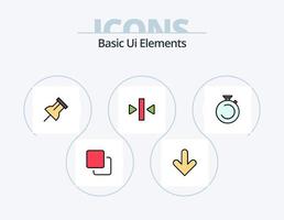 Basic Ui Elements Line Filled Icon Pack 5 Icon Design. computer. pin. movi. arrow. pin vector