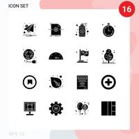Modern Set of 16 Solid Glyphs and symbols such as plug summer processing location spray Editable Vector Design Elements