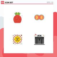 Flat Icon Pack of 4 Universal Symbols of strawberry discount fruit dual percent Editable Vector Design Elements