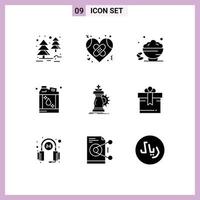 Pack of 9 creative Solid Glyphs of strategy kerosene dish flammable open Editable Vector Design Elements