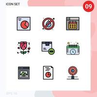 9 iconos creativos signos y símbolos modernos del calendario de entrega logística eliminar elementos de diseño vectorial editables de rosa vector