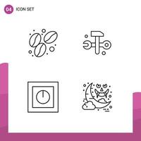 Set of 4 Modern UI Icons Symbols Signs for bean products computing it solutions technology Editable Vector Design Elements