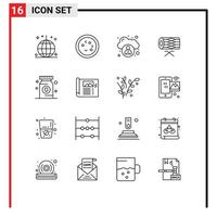 Pictogram Set of 16 Simple Outlines of st irish laboratory instrument user Editable Vector Design Elements