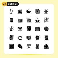conjunto moderno de 25 glifos y símbolos sólidos, como el diseño del sistema, los datos del bebé forman elementos de diseño vectorial editables vector