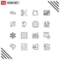 paquete de iconos de vector de stock de 16 signos y símbolos de línea para elementos de diseño de vector editables de calendario de eventos de interfaz de usuario de lanzamiento de pollo