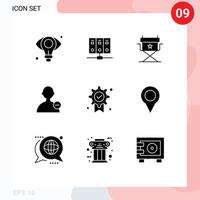 9 Universal Solid Glyphs Set for Web and Mobile Applications medal badge chair award interface Editable Vector Design Elements