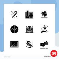 9 iconos creativos signos y símbolos modernos de actualización de codificación que hacen que el simbolismo de la computadora portátil elementos de diseño vectorial editables vector