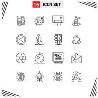 Modern Set of 16 Outlines Pictograph of heart love medical candle home ware Editable Vector Design Elements