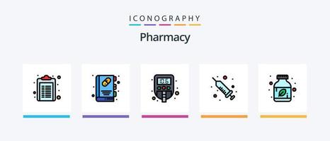 Pharmacy Line Filled 5 Icon Pack Including liquid. ampule. medicine. natural. herbal. Creative Icons Design vector