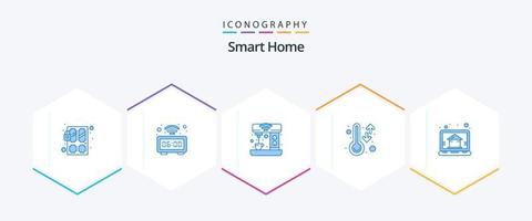 Smart Home 25 Blue icon pack including thermometer. smart. time. kitchen. drink vector