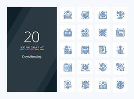 20 Crowdfunding Blue Color icon for presentation vector