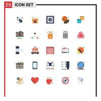 Mobile Interface Flat Color Set of 25 Pictograms of note sticky box hobby baseball Editable Vector Design Elements