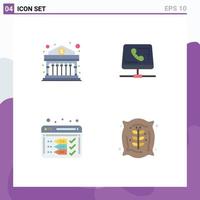 Stock Vector Icon Pack of 4 Line Signs and Symbols for bank analysis money help optimize Editable Vector Design Elements