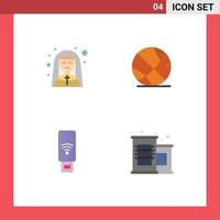 User Interface Pack of 4 Basic Flat Icons of church wifi nun gym signal Editable Vector Design Elements